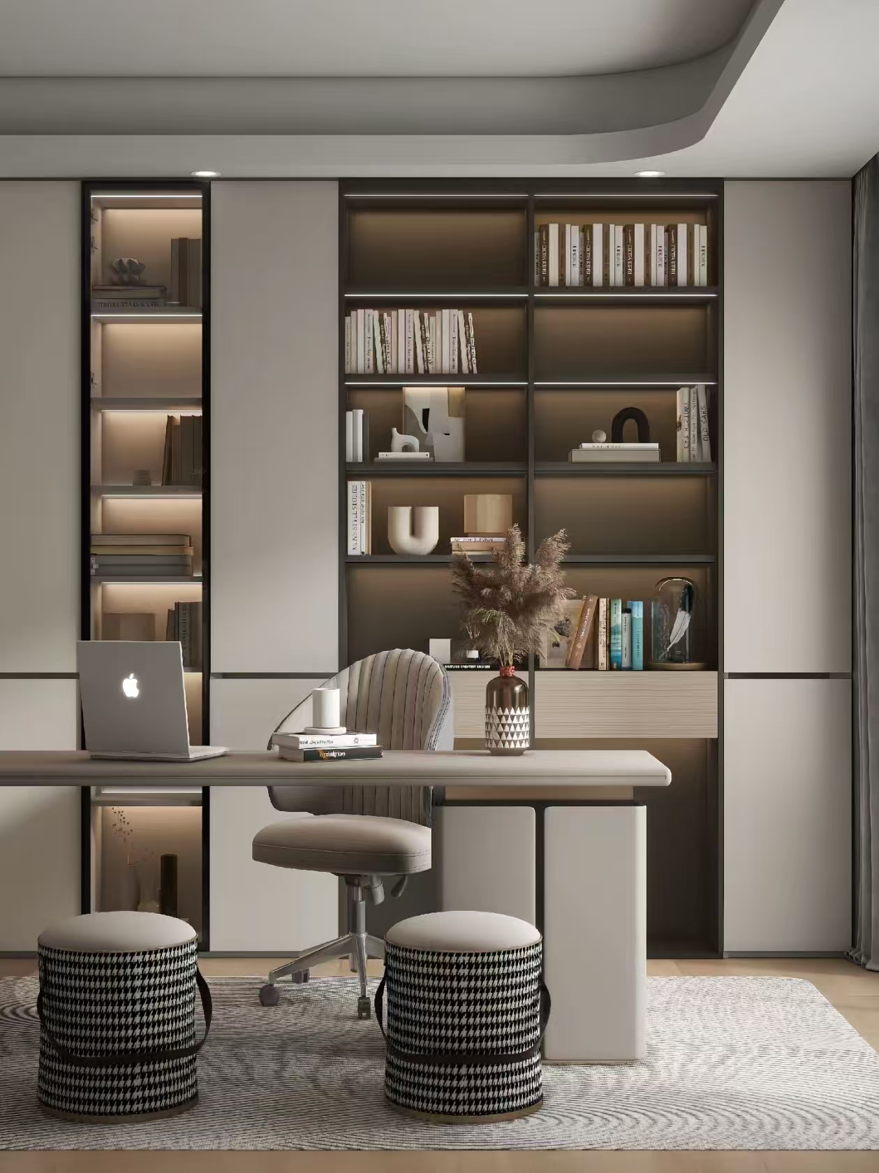 巨幕悬浮书墙与光影阵列